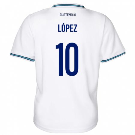 Kandiny Hombre Camiseta Guatemala Antonio López #10 Blanco 1ª Equipación 24-26 La Camisa Chile