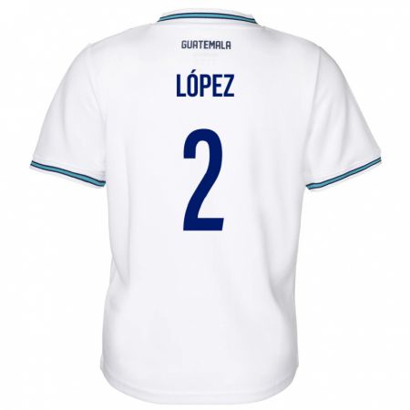 Kandiny Hombre Camiseta Guatemala Francisco López #2 Blanco 1ª Equipación 24-26 La Camisa Chile
