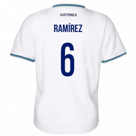 Kandiny Hombre Camiseta Guatemala Kevin Ramírez #6 Blanco 1ª Equipación 24-26 La Camisa Chile
