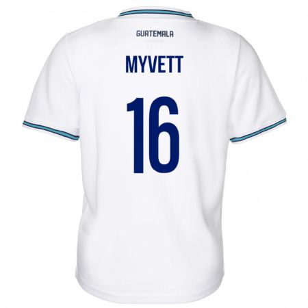 Kandiny Hombre Camiseta Guatemala Jemery Myvett #16 Blanco 1ª Equipación 24-26 La Camisa Chile