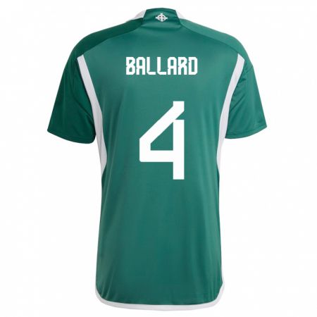 Kandiny Hombre Camiseta Irlanda Del Norte Daniel Ballard #4 Verde 1ª Equipación 24-26 La Camisa Chile