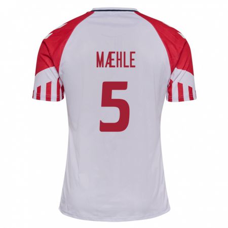 Kandiny Hombre Camiseta Dinamarca Joakim Maehle #5 Blanco 2ª Equipación 24-26 La Camisa Chile
