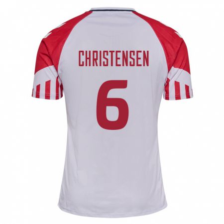 Kandiny Hombre Camiseta Dinamarca Andreas Christensen #6 Blanco 2ª Equipación 24-26 La Camisa Chile