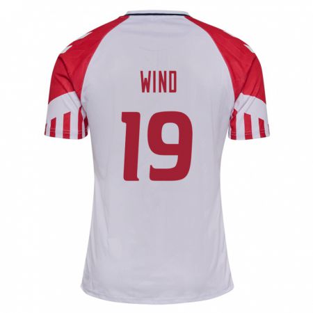 Kandiny Hombre Camiseta Dinamarca Jonas Wind #19 Blanco 2ª Equipación 24-26 La Camisa Chile