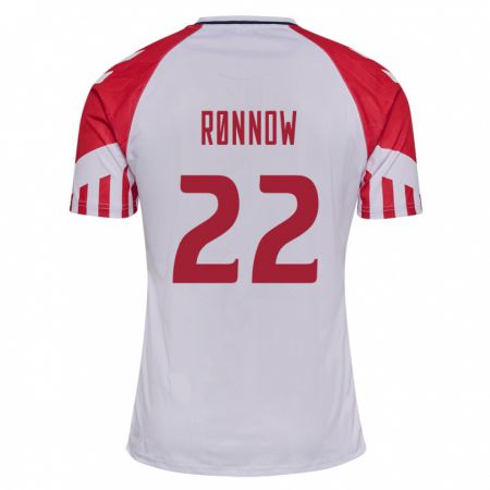 Kandiny Hombre Camiseta Dinamarca Frederik Rønnow #22 Blanco 2ª Equipación 24-26 La Camisa Chile