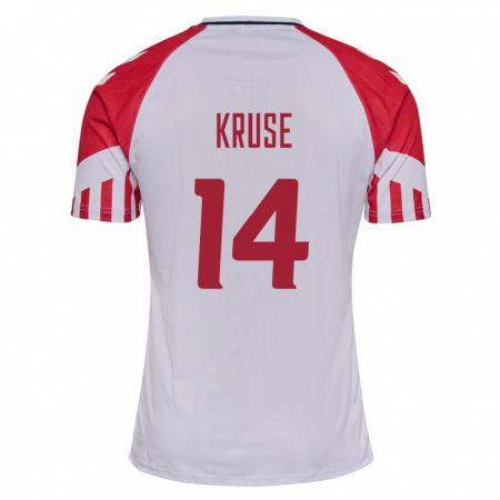 Kandiny Hombre Camiseta Dinamarca David Kruse #14 Blanco 2ª Equipación 24-26 La Camisa Chile