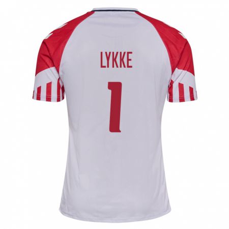 Kandiny Hombre Camiseta Dinamarca William Lykke #1 Blanco 2ª Equipación 24-26 La Camisa Chile