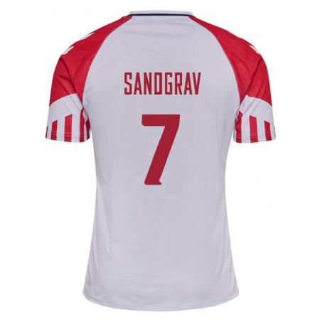 Kandiny Hombre Camiseta Dinamarca Lauge Sandgrav #7 Blanco 2ª Equipación 24-26 La Camisa Chile