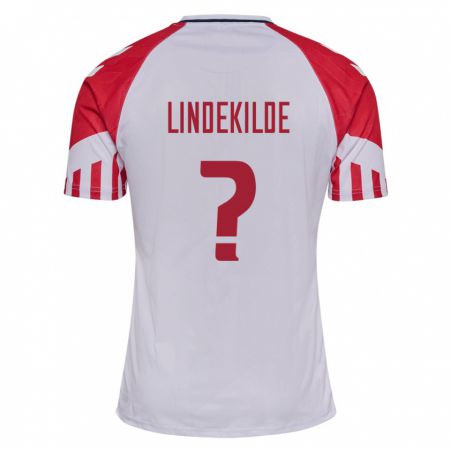 Kandiny Hombre Camiseta Dinamarca Jonatan Lindekilde #0 Blanco 2ª Equipación 24-26 La Camisa Chile