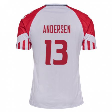 Kandiny Hombre Camiseta Dinamarca Frej Andersen #13 Blanco 2ª Equipación 24-26 La Camisa Chile