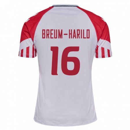 Kandiny Hombre Camiseta Dinamarca Tobias Breum-Harild #16 Blanco 2ª Equipación 24-26 La Camisa Chile