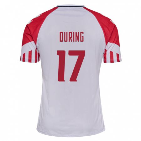 Kandiny Hombre Camiseta Dinamarca Rasmus Düring #17 Blanco 2ª Equipación 24-26 La Camisa Chile
