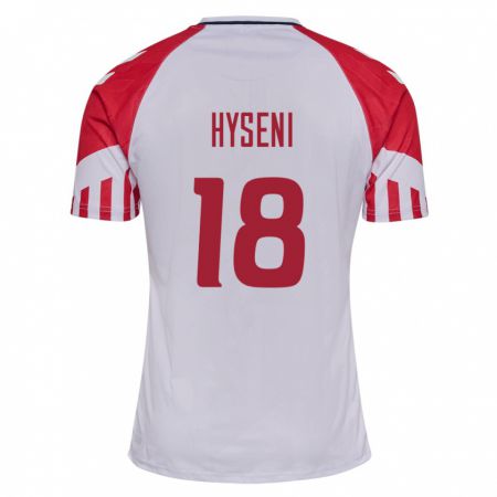 Kandiny Hombre Camiseta Dinamarca Olti Hyseni #18 Blanco 2ª Equipación 24-26 La Camisa Chile