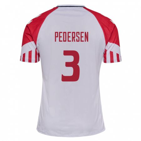 Kandiny Hombre Camiseta Dinamarca Stine Ballisager Pedersen #3 Blanco 2ª Equipación 24-26 La Camisa Chile