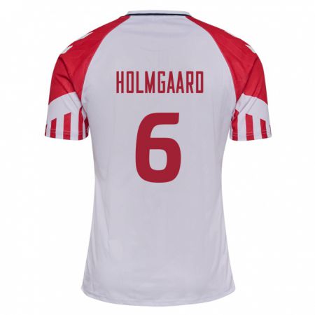 Kandiny Hombre Camiseta Dinamarca Karen Holmgaard #6 Blanco 2ª Equipación 24-26 La Camisa Chile