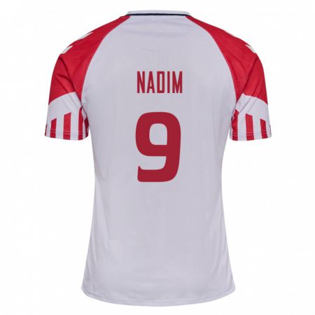 Kandiny Hombre Camiseta Dinamarca Nadia Nadim #9 Blanco 2ª Equipación 24-26 La Camisa Chile