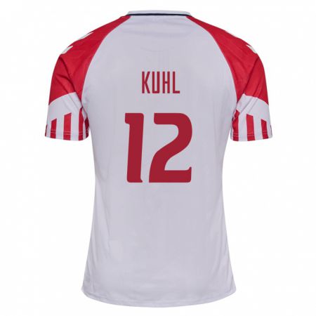 Kandiny Hombre Camiseta Dinamarca Kathrine Kühl #12 Blanco 2ª Equipación 24-26 La Camisa Chile