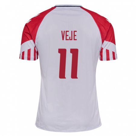 Kandiny Hombre Camiseta Dinamarca Katrine Veje #11 Blanco 2ª Equipación 24-26 La Camisa Chile