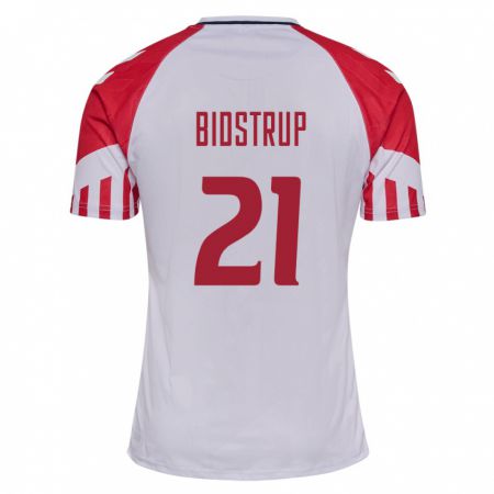 Kandiny Hombre Camiseta Dinamarca Mads Bidstrup #21 Blanco 2ª Equipación 24-26 La Camisa Chile