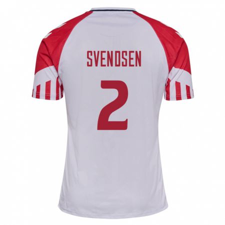 Kandiny Hombre Camiseta Dinamarca Oliver Svendsen #2 Blanco 2ª Equipación 24-26 La Camisa Chile