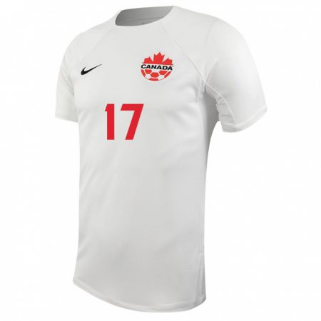 Kandiny Hombre Camiseta Canadá Cyle Larin #17 Blanco 2ª Equipación 24-26 La Camisa Chile