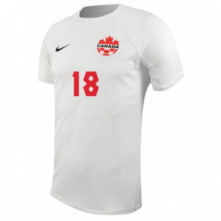 Kandiny Hombre Camiseta Canadá Matthew Nogueira #18 Blanco 2ª Equipación 24-26 La Camisa Chile