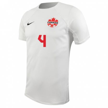 Kandiny Hombre Camiseta Canadá Justin Smith #4 Blanco 2ª Equipación 24-26 La Camisa Chile