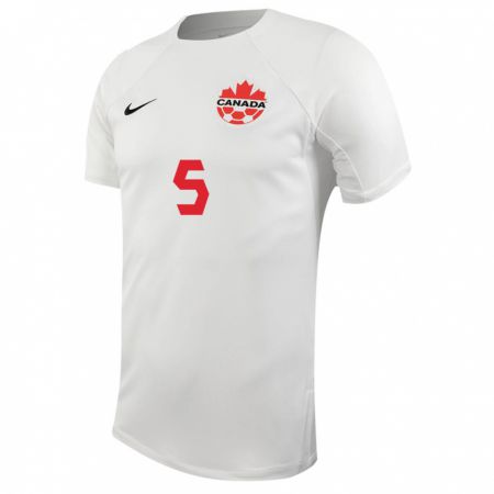 Kandiny Hombre Camiseta Canadá Jamie Knight-Lebel #5 Blanco 2ª Equipación 24-26 La Camisa Chile