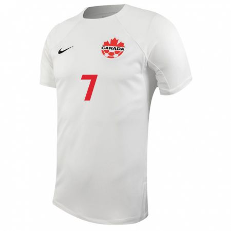 Kandiny Hombre Camiseta Canadá Taryck Tahid #7 Blanco 2ª Equipación 24-26 La Camisa Chile
