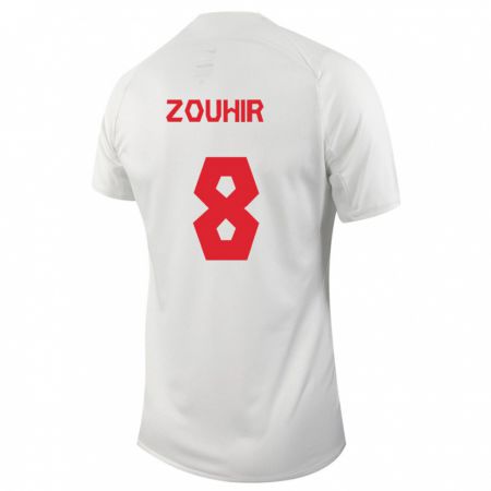Kandiny Hombre Camiseta Canadá Rida Zouhir #8 Blanco 2ª Equipación 24-26 La Camisa Chile