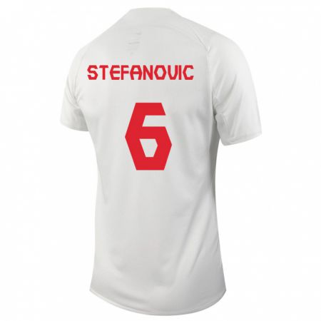 Kandiny Hombre Camiseta Canadá Lazar Stefanovic #6 Blanco 2ª Equipación 24-26 La Camisa Chile
