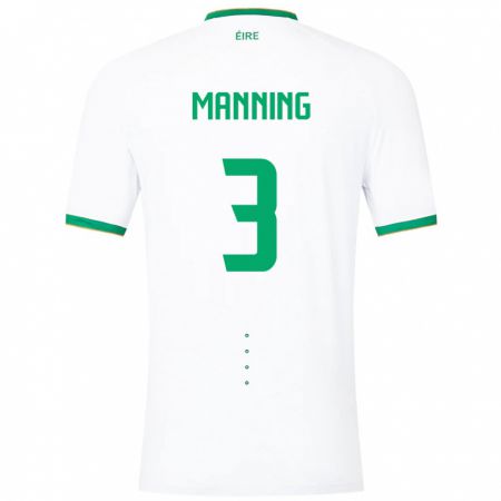 Kandiny Hombre Camiseta Irlanda Ryan Manning #3 Blanco 2ª Equipación 24-26 La Camisa Chile