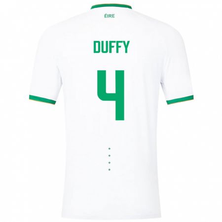 Kandiny Hombre Camiseta Irlanda Shane Duffy #4 Blanco 2ª Equipación 24-26 La Camisa Chile