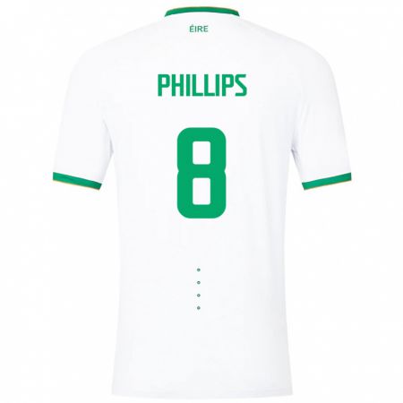 Kandiny Hombre Camiseta Irlanda Killian Phillips #8 Blanco 2ª Equipación 24-26 La Camisa Chile