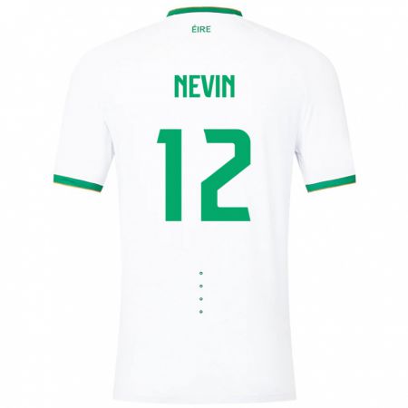 Kandiny Hombre Camiseta Irlanda Harry Nevin #12 Blanco 2ª Equipación 24-26 La Camisa Chile