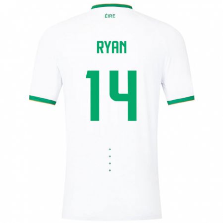 Kandiny Hombre Camiseta Irlanda John Ryan #14 Blanco 2ª Equipación 24-26 La Camisa Chile
