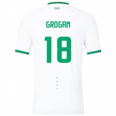 Kandiny Hombre Camiseta Irlanda Christy Grogan #18 Blanco 2ª Equipación 24-26 La Camisa Chile