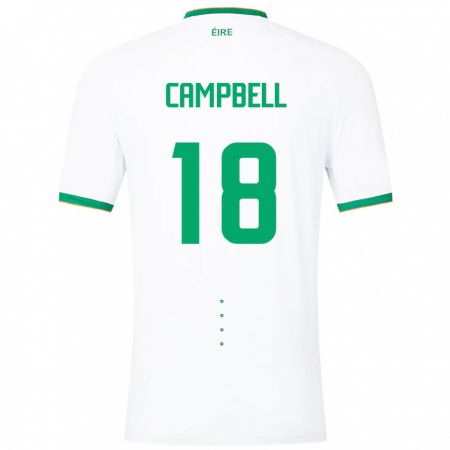 Kandiny Hombre Camiseta Irlanda Megan Campbell #18 Blanco 2ª Equipación 24-26 La Camisa Chile