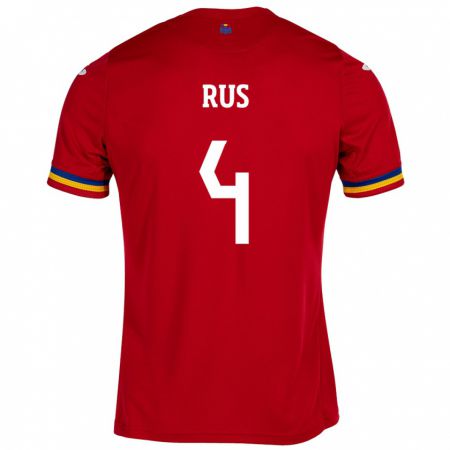 Kandiny Hombre Camiseta Rumania Adrian Rus #4 Rojo 2ª Equipación 24-26 La Camisa Chile