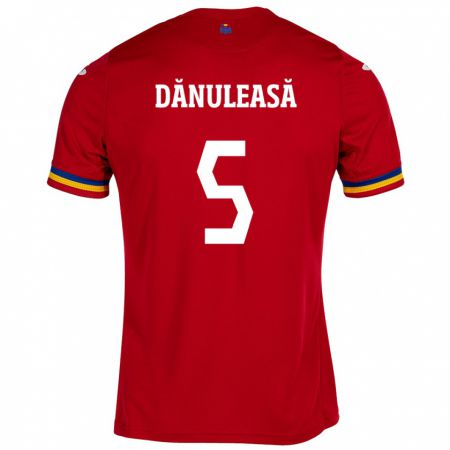 Kandiny Hombre Camiseta Rumania Gabriel Dănuleasă #5 Rojo 2ª Equipación 24-26 La Camisa Chile