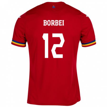 Kandiny Hombre Camiseta Rumania Alexandru Borbei #12 Rojo 2ª Equipación 24-26 La Camisa Chile