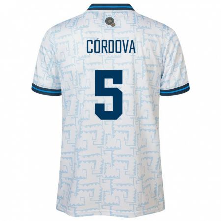 Kandiny Hombre Camiseta El Salvador Edwin Córdova #5 Blanco 2ª Equipación 24-26 La Camisa Chile