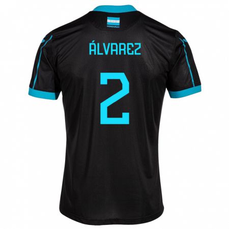 Kandiny Hombre Camiseta Honduras Kevin Álvarez #2 Negro 2ª Equipación 24-26 La Camisa Chile