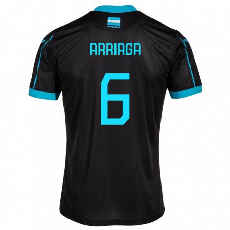 Kandiny Hombre Camiseta Honduras Javier Arriaga #6 Negro 2ª Equipación 24-26 La Camisa Chile