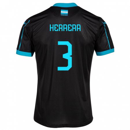Kandiny Hombre Camiseta Honduras David Herrera #3 Negro 2ª Equipación 24-26 La Camisa Chile