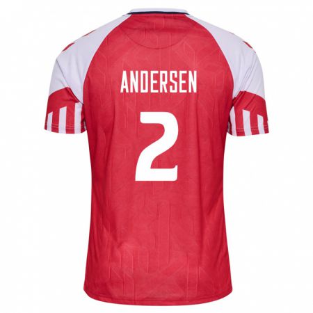 Kandiny Mujer Camiseta Dinamarca Joachim Andersen #2 Rojo 1ª Equipación 24-26 La Camisa Chile