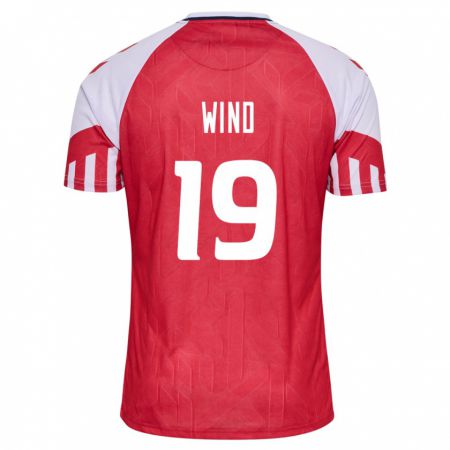 Kandiny Mujer Camiseta Dinamarca Jonas Wind #19 Rojo 1ª Equipación 24-26 La Camisa Chile