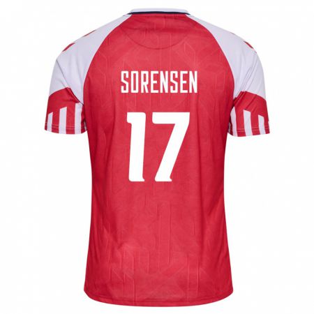 Kandiny Mujer Camiseta Dinamarca Oliver Sörensen #17 Rojo 1ª Equipación 24-26 La Camisa Chile