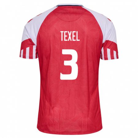 Kandiny Mujer Camiseta Dinamarca Pontus Texel #3 Rojo 1ª Equipación 24-26 La Camisa Chile