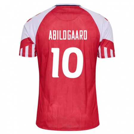 Kandiny Mujer Camiseta Dinamarca Lasse Abildgaard #10 Rojo 1ª Equipación 24-26 La Camisa Chile